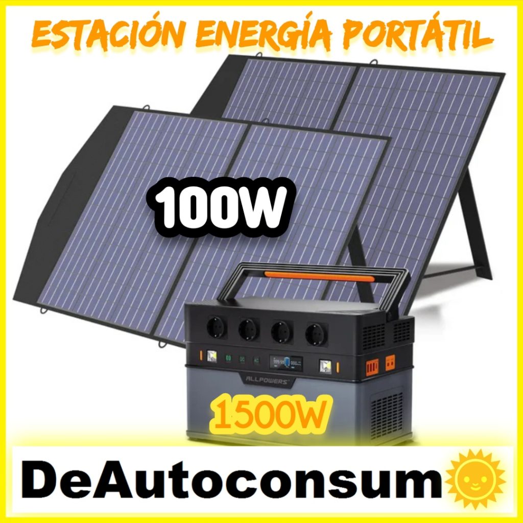 Estación de energía portátil AllPowers S1500 + Panel Solar 100 W (DeAutoconsumo.com)
